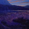 Sunset by Greenland Lake Greenland Coast  Painting by David Rosenthal